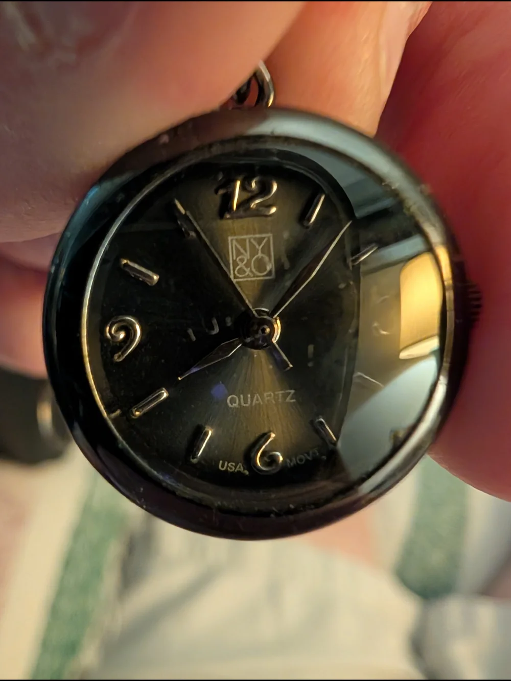 New York & Company Black Quartz Pendant Watch U.S.A. Movement Brand New Battery